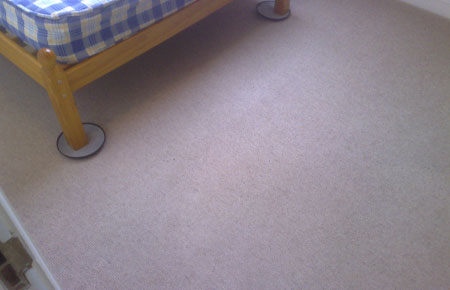 This image shows a carpet in a bedroom that will be profesionally cleaned.